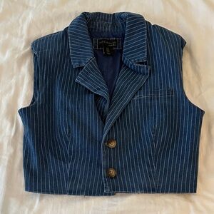 HOUSE OF HARLOW 1960 STRIPED DENIM SLEEVELESS BLAZER VEST 6